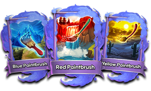 The 3 Paintbrush spells - Red, Blue, and Yellow.