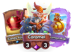 Three Candy cards - a character, spell, and treasure.